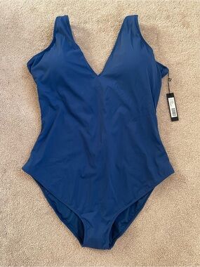 TA3 Plungey One Piece Swimsuit Navy Blue 4X Regular Long NWT